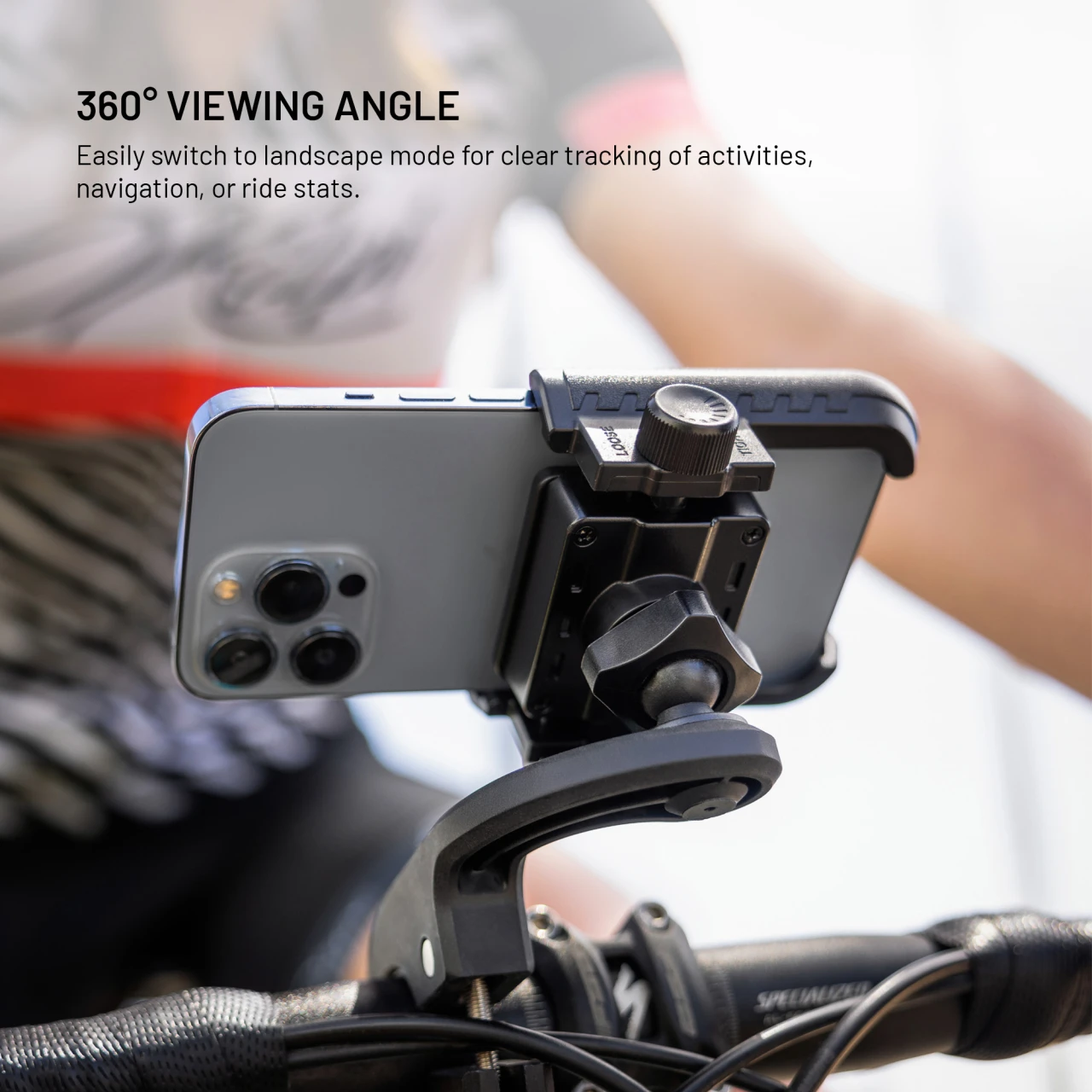 Univerzální držák mobilního telefonu na kolo FIXED Bikee Plus Vista s uchycením na střed řídítek, černá