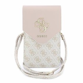 Guess PU Leather+Grained 4G Metal Logo Taška na Telefon Pink