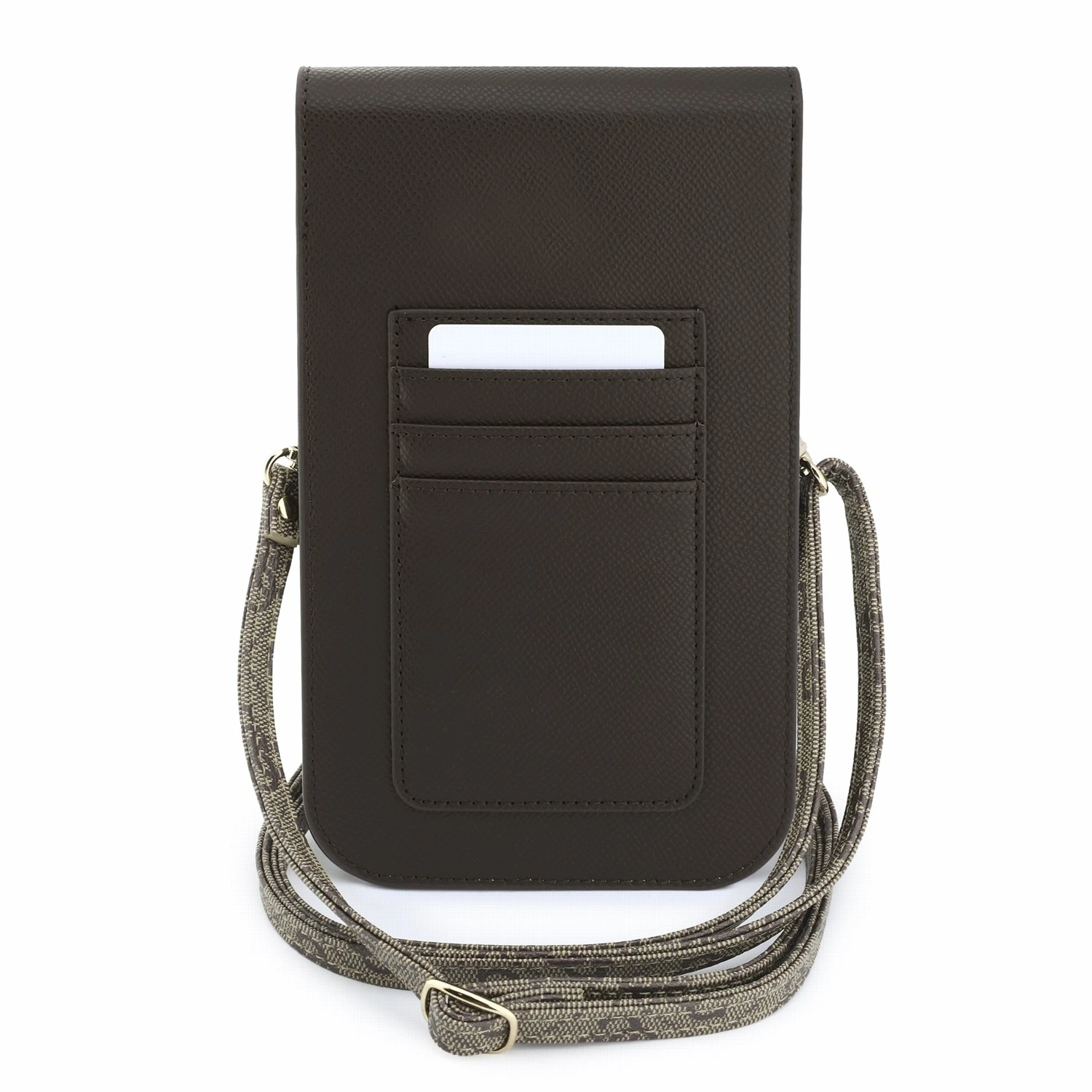 Guess PU Leather+Grained 4G Metal Logo Taška na Telefon Brown