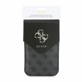 Guess PU Leather+Grained 4G Metal Logo Taška na Telefon Black