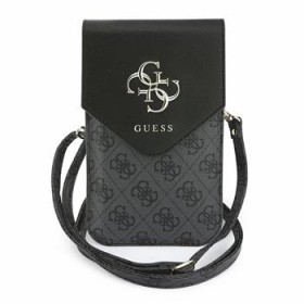 Guess PU Leather+Grained 4G Metal Logo Taška na Telefon Black