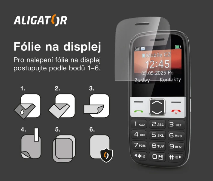 Zadní kryt + fólie na displej ALIGATOR A910 (sada 2v1)