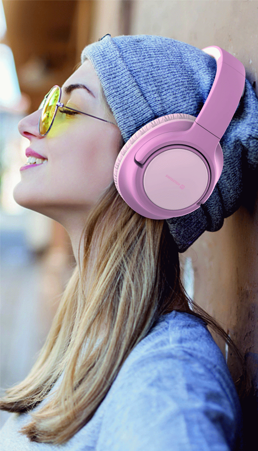 BLUETOOTH DĚTSKÁ STEREO SLUCHÁTKA SWISSTEN JUNIOR, RŮŽOVÁ