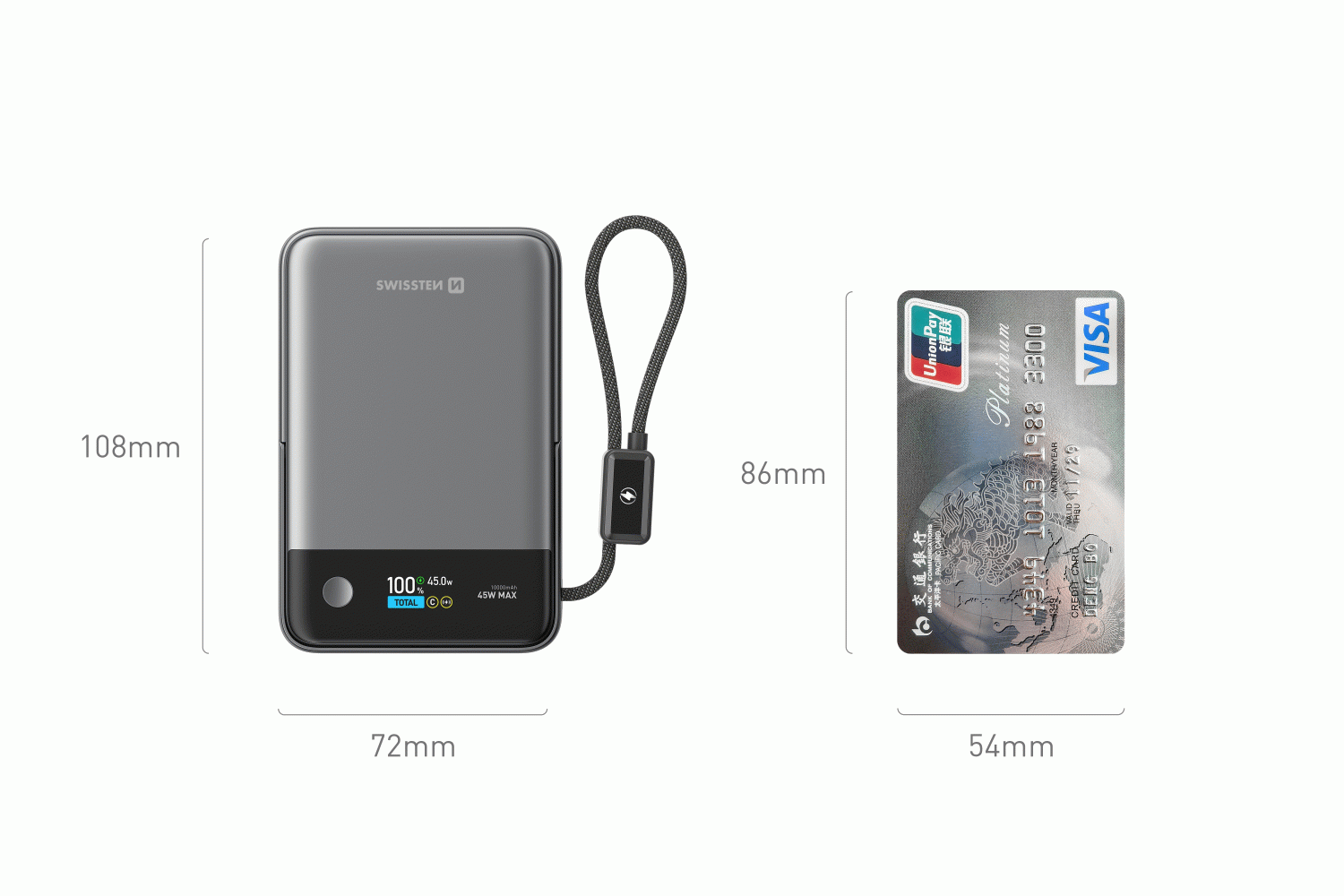 SWISSTEN SEMI-SOLID 10000 mAh, 45W S INTEGROVANÝM KABELEM USB-C, Qi2.2, 25W, kompatibilní s MagSafe