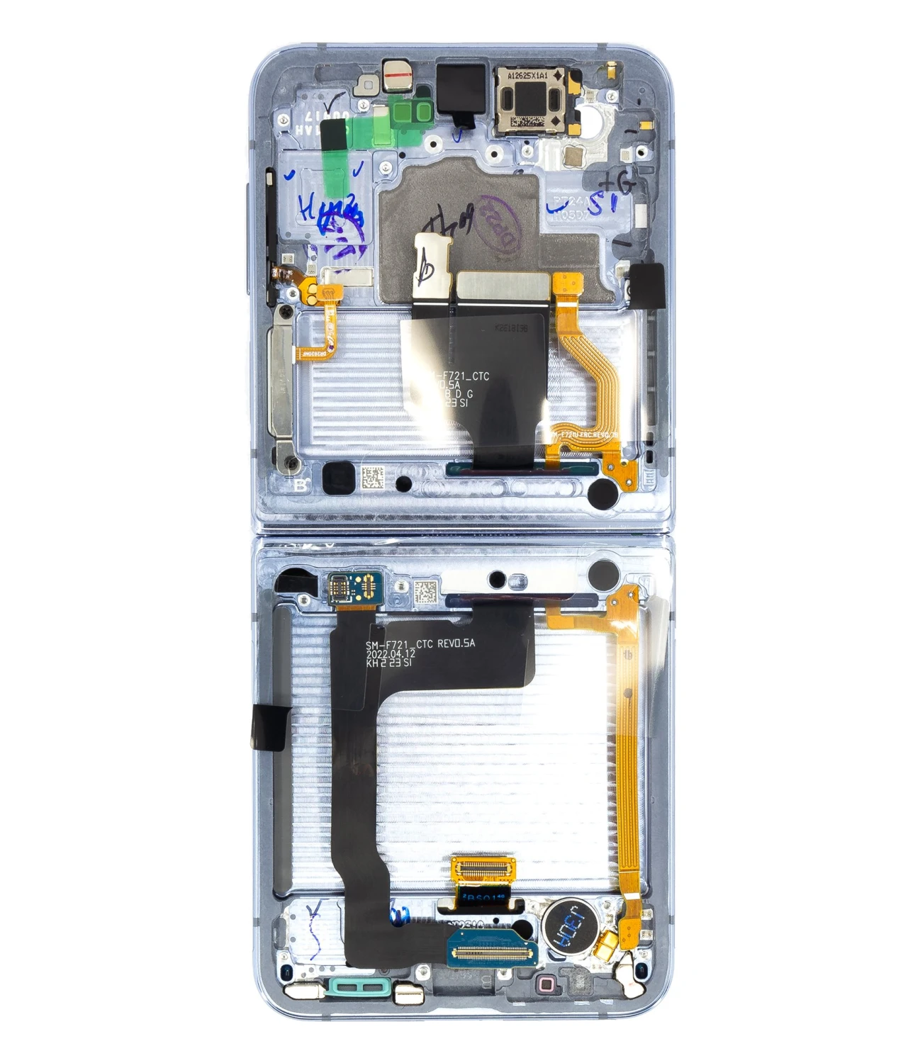 LCD display + Dotyk + Přední Kryt Samsung F721 Galaxy Z Flip 4 5G Blue (Service Pack)