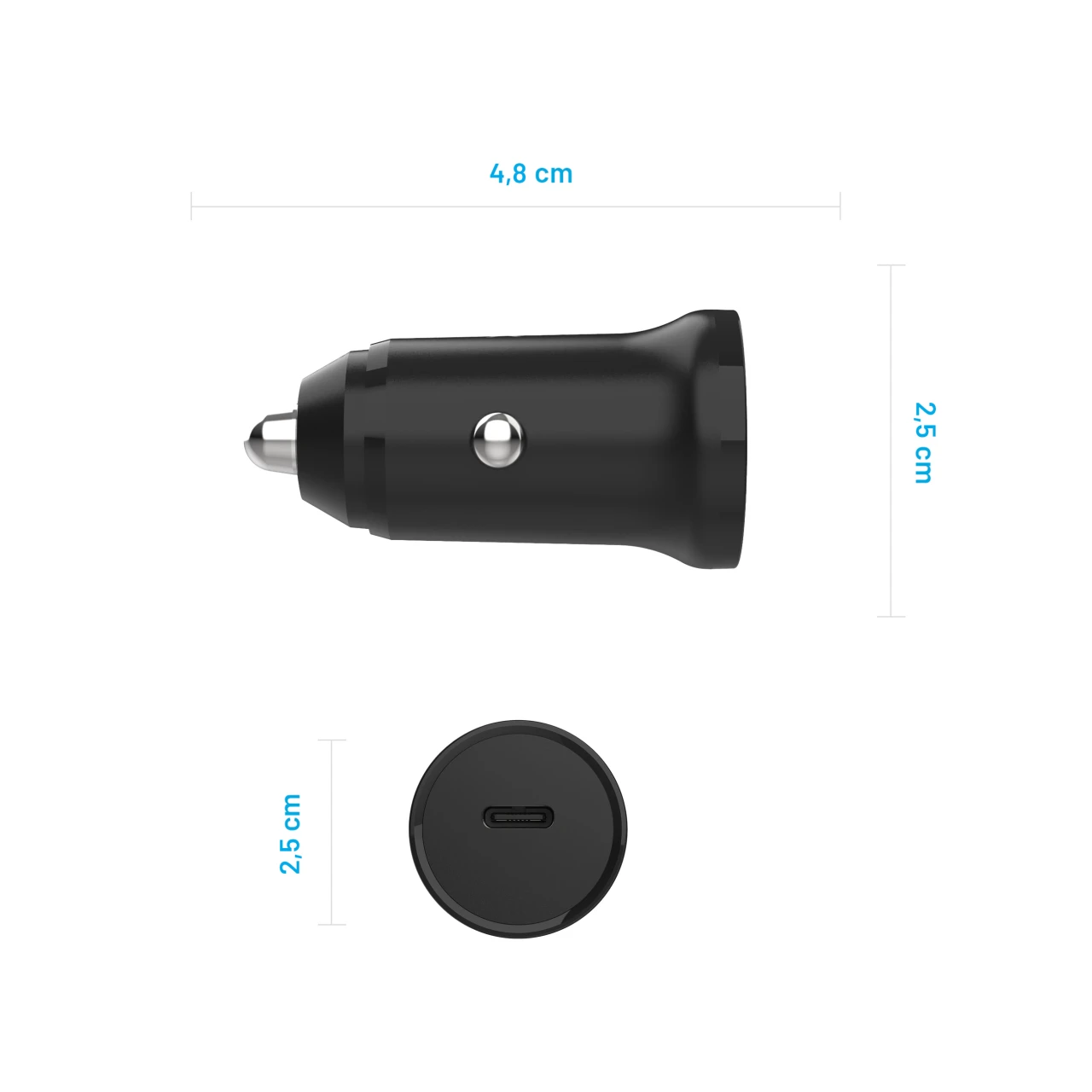 Autonabíječka FIXED s USB-C výstupem a podporou PD, 30W, černá