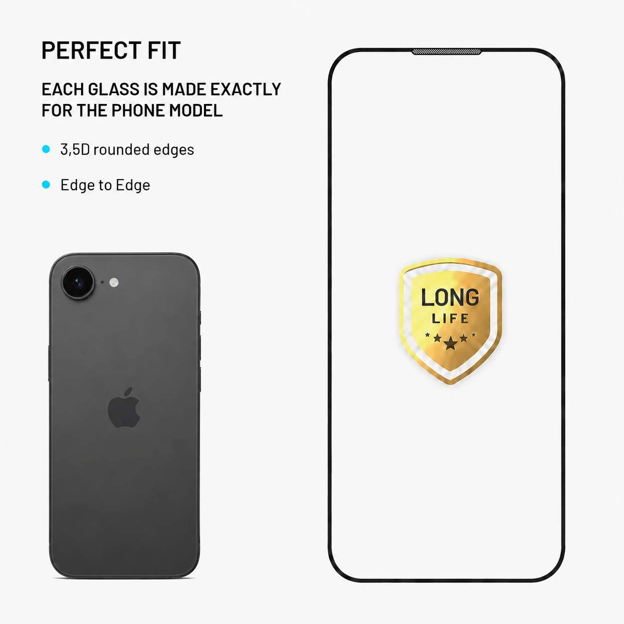 Ultra odolné tvrzené sklo FIXED Long-Life s Anti-dust aplikátorem pro Apple iPhone 17e/16e/14/13Pro/13, černá