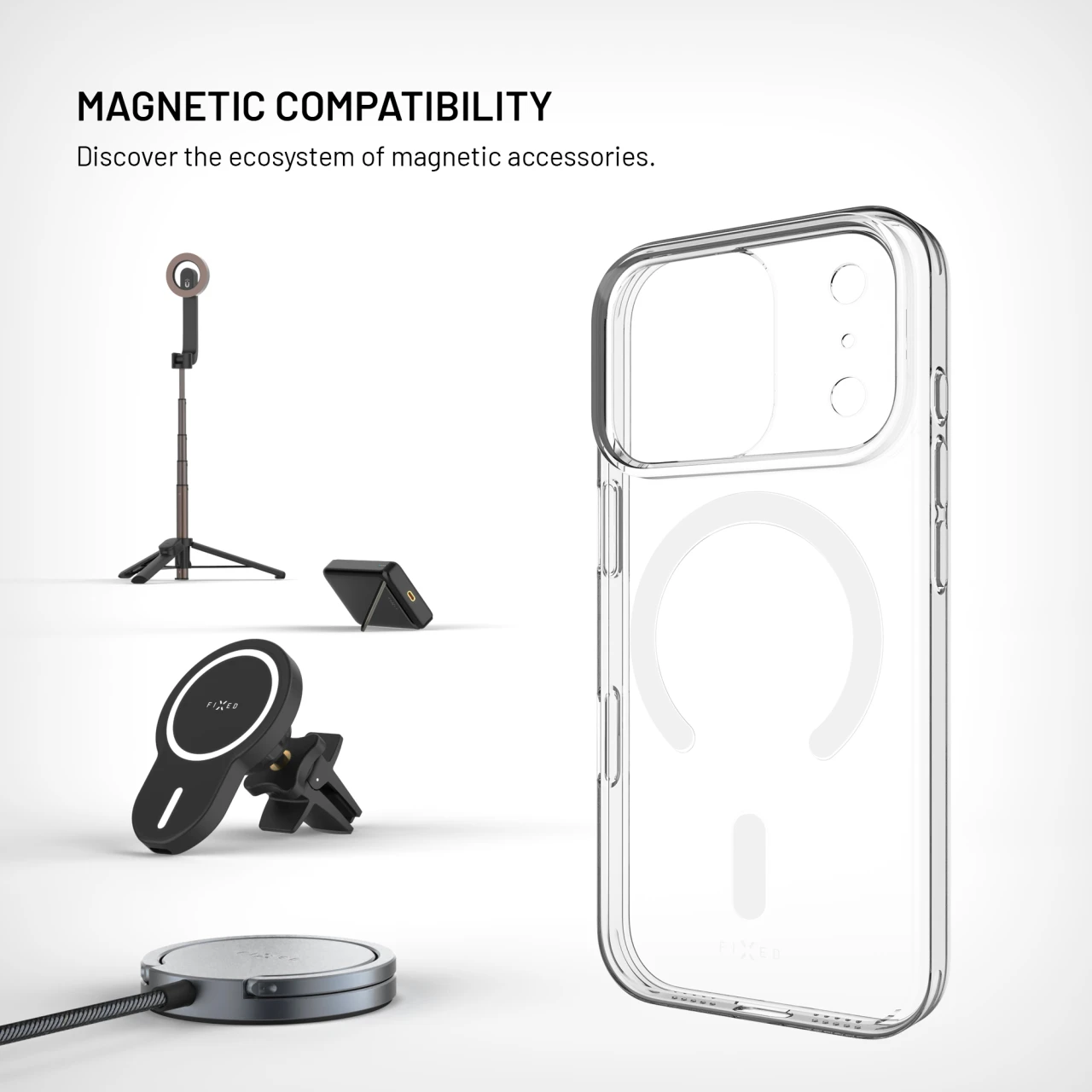 Zadní kryt FIXED MagShell s podporou MagSafe pro Apple iPhone 18 Pro, čirá