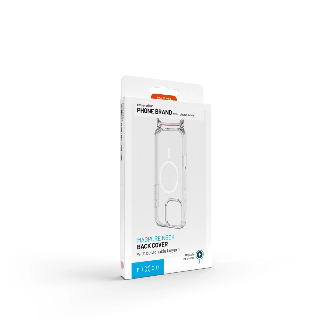 Pouzdro FIXED MagPure Neck s růžovou šňůrkou na krk pro Apple iPhone 17 Pro Max