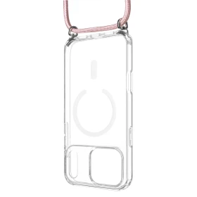 Pouzdro FIXED MagPure Neck s růžovou šňůrkou na krk pro Apple iPhone 17 Pro