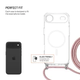 Pouzdro FIXED MagPure Neck s růžovou šňůrkou na krk pro Apple iPhone Air