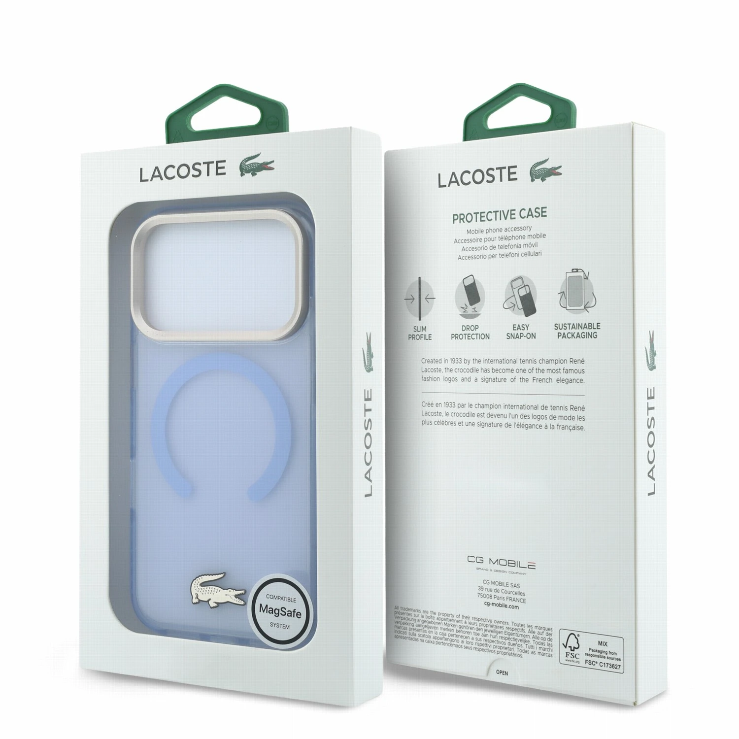 Lacoste IML Shockproof Petit Pique Gold Logo MagSafe Zadní Kryt pro iPhone 18 Pro Max Blue