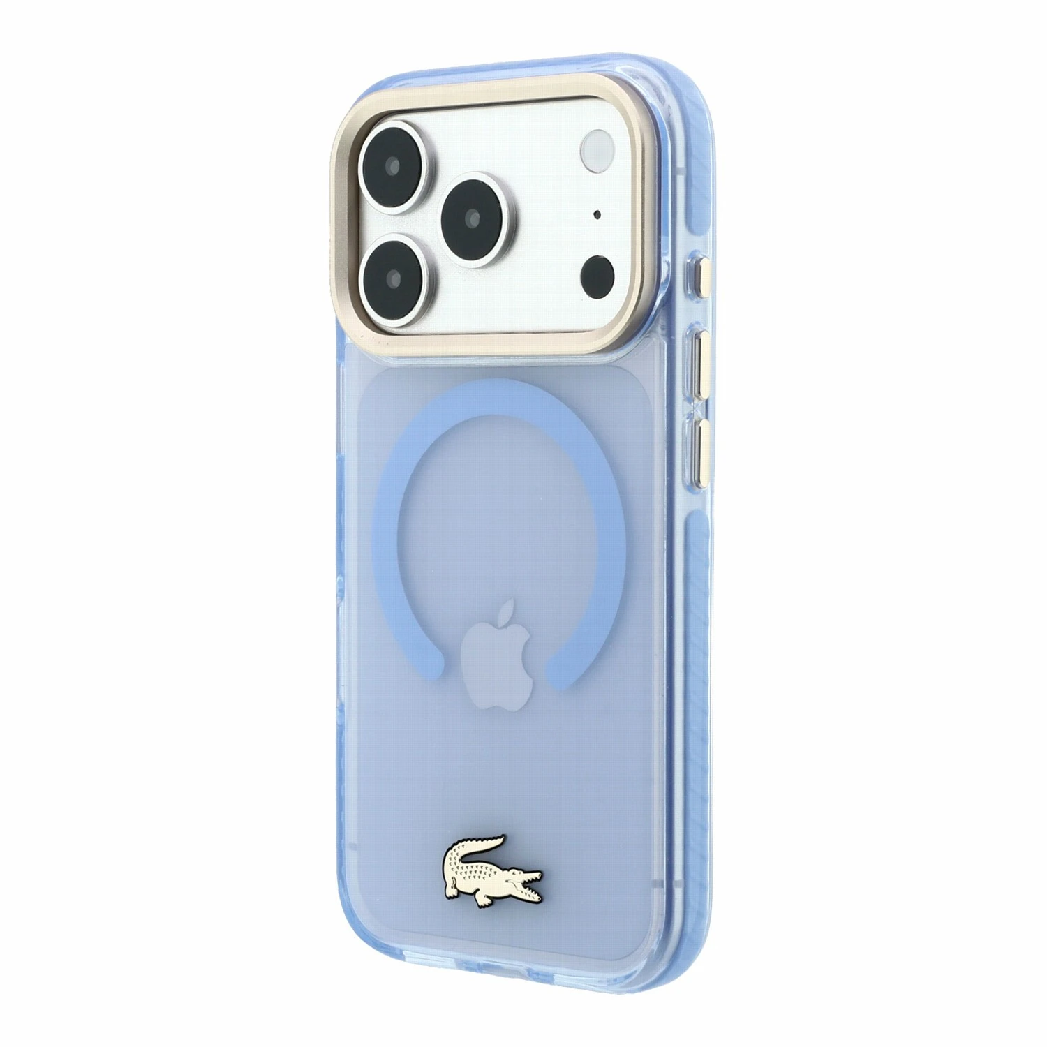 Lacoste IML Shockproof Petit Pique Gold Logo MagSafe Zadní Kryt pro iPhone 18 Pro Blue