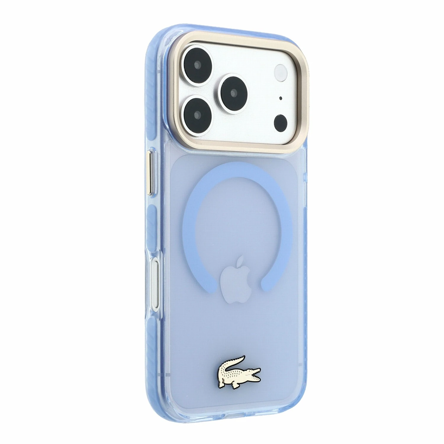 Lacoste IML Shockproof Petit Pique Gold Logo MagSafe Zadní Kryt pro iPhone 18 Pro Blue