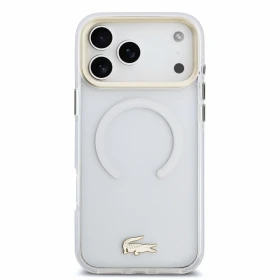 Lacoste IML Shockproof Petit Pique Gold Logo MagSafe Zadní Kryt pro iPhone 18 Pro Max Transparent