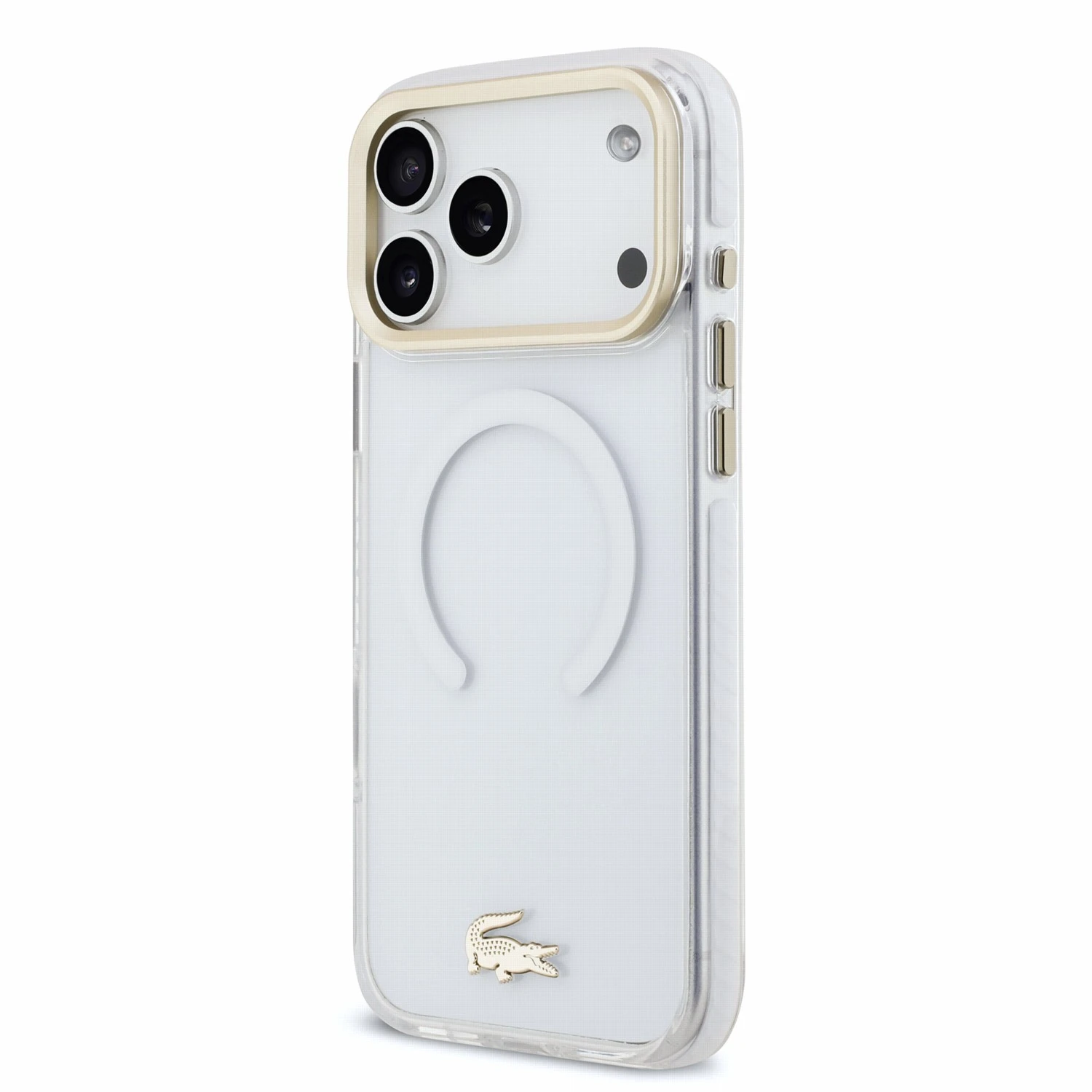 Lacoste IML Shockproof Petit Pique Gold Logo MagSafe Zadní Kryt pro iPhone 18 Pro Max Transparent