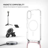 Pouzdro FIXED MagPure Neck s růžovou šňůrkou na krk pro Apple iPhone 17