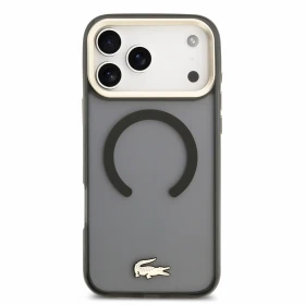 Lacoste IML Shockproof Petit Pique Gold Logo MagSafe Zadní Kryt pro iPhone 18 Pro Max Black