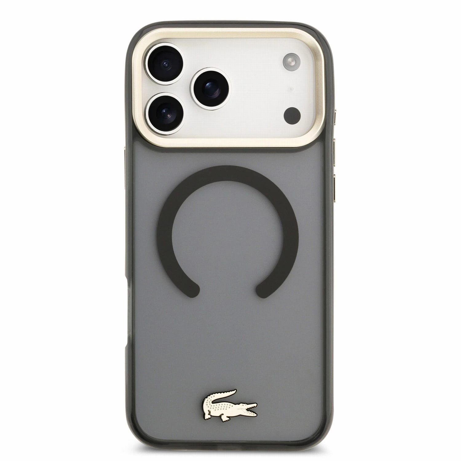 Lacoste IML Shockproof Petit Pique Gold Logo MagSafe Zadní Kryt pro iPhone 18 Pro Max Black