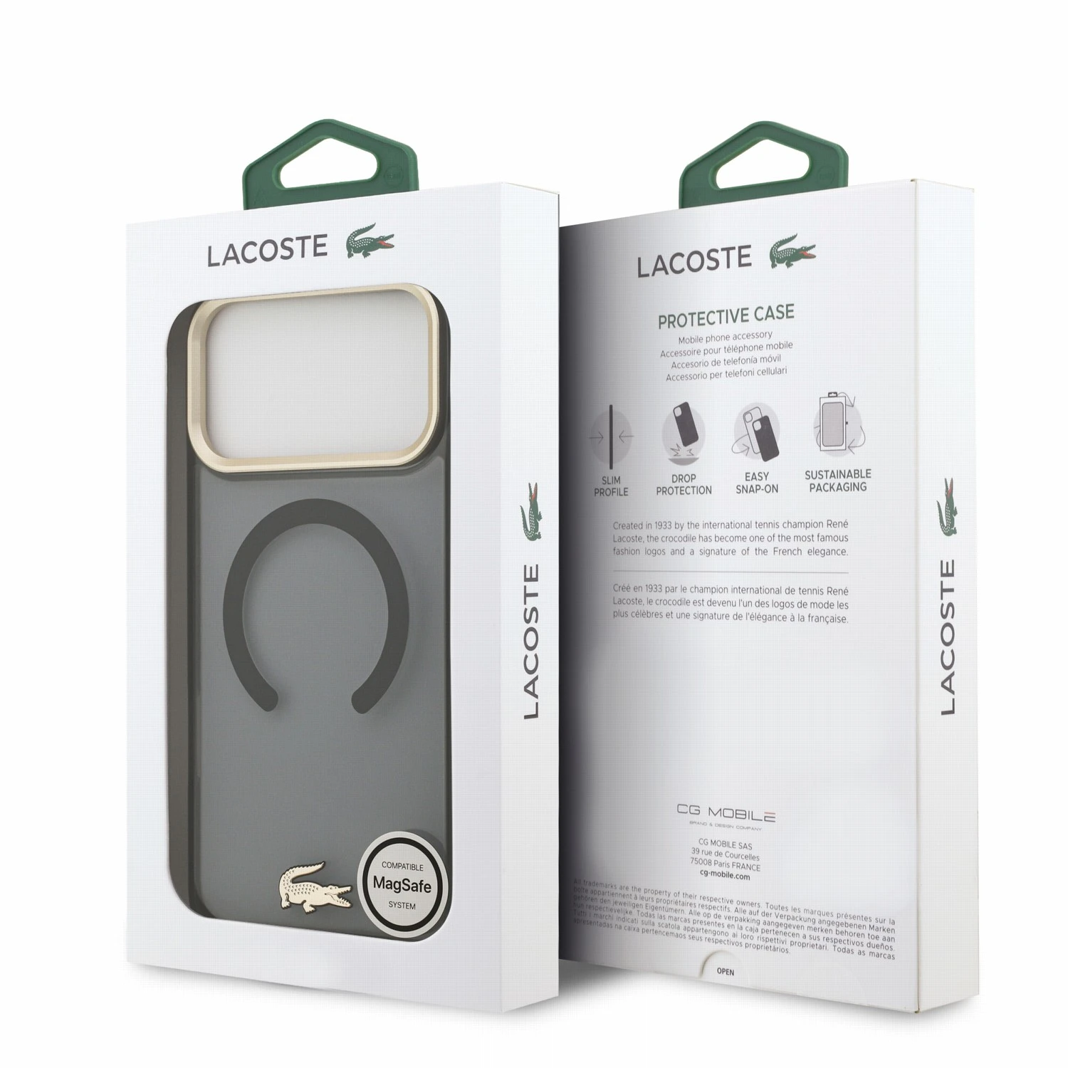 Lacoste IML Shockproof Petit Pique Gold Logo MagSafe Zadní Kryt pro iPhone 18 Pro Max Black
