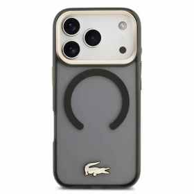 Lacoste IML Shockproof Petit Pique Gold Logo MagSafe Zadní Kryt pro iPhone 18 Pro Black