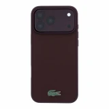 Lacoste PVC Iconic Petit Pique Metal Logo MagSafe Zadní Kryt pro iPhone 18 Pro Max Burgundy