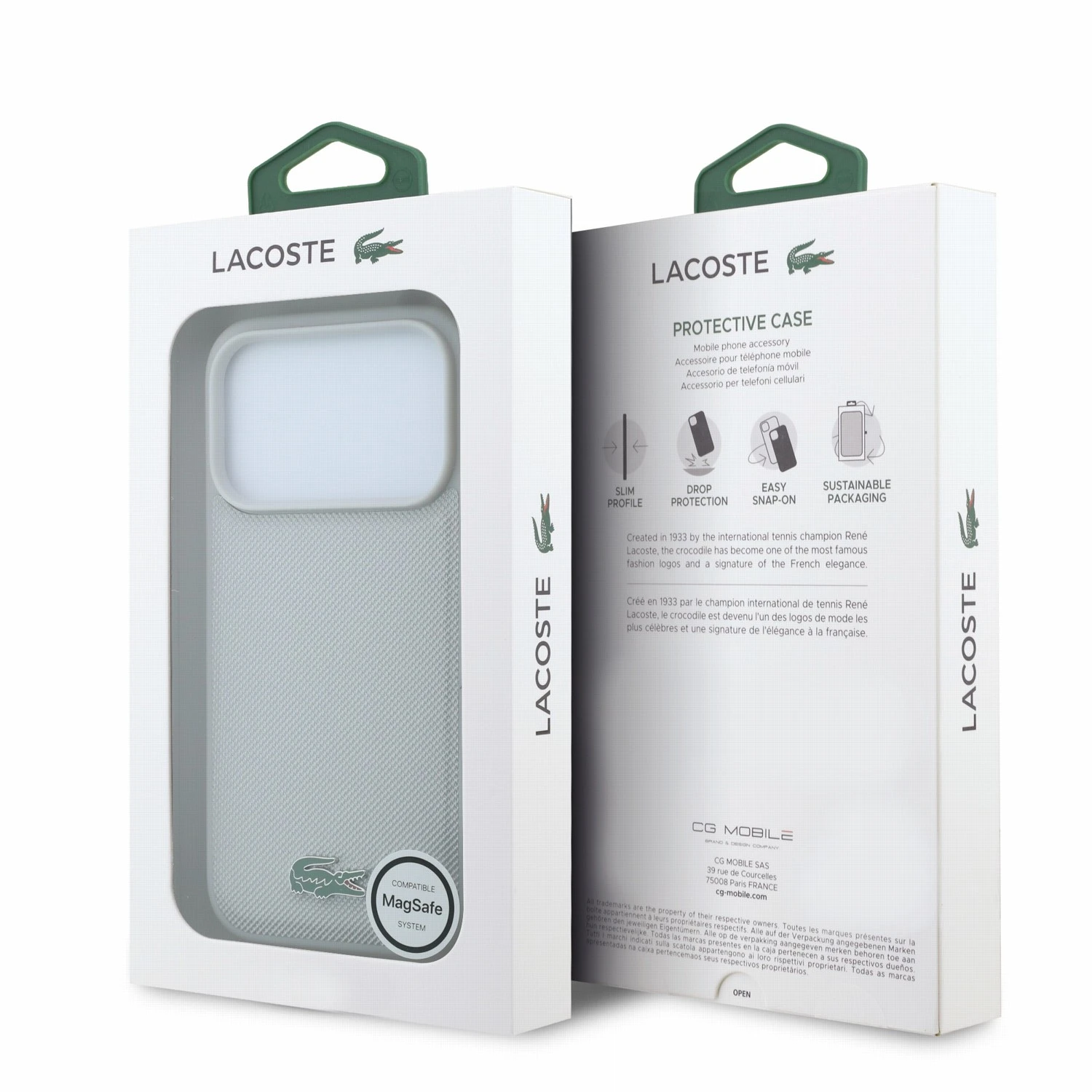 Lacoste PVC Iconic Petit Pique Metal Logo MagSafe Zadní Kryt pro iPhone 18 Pro Max Light Grey