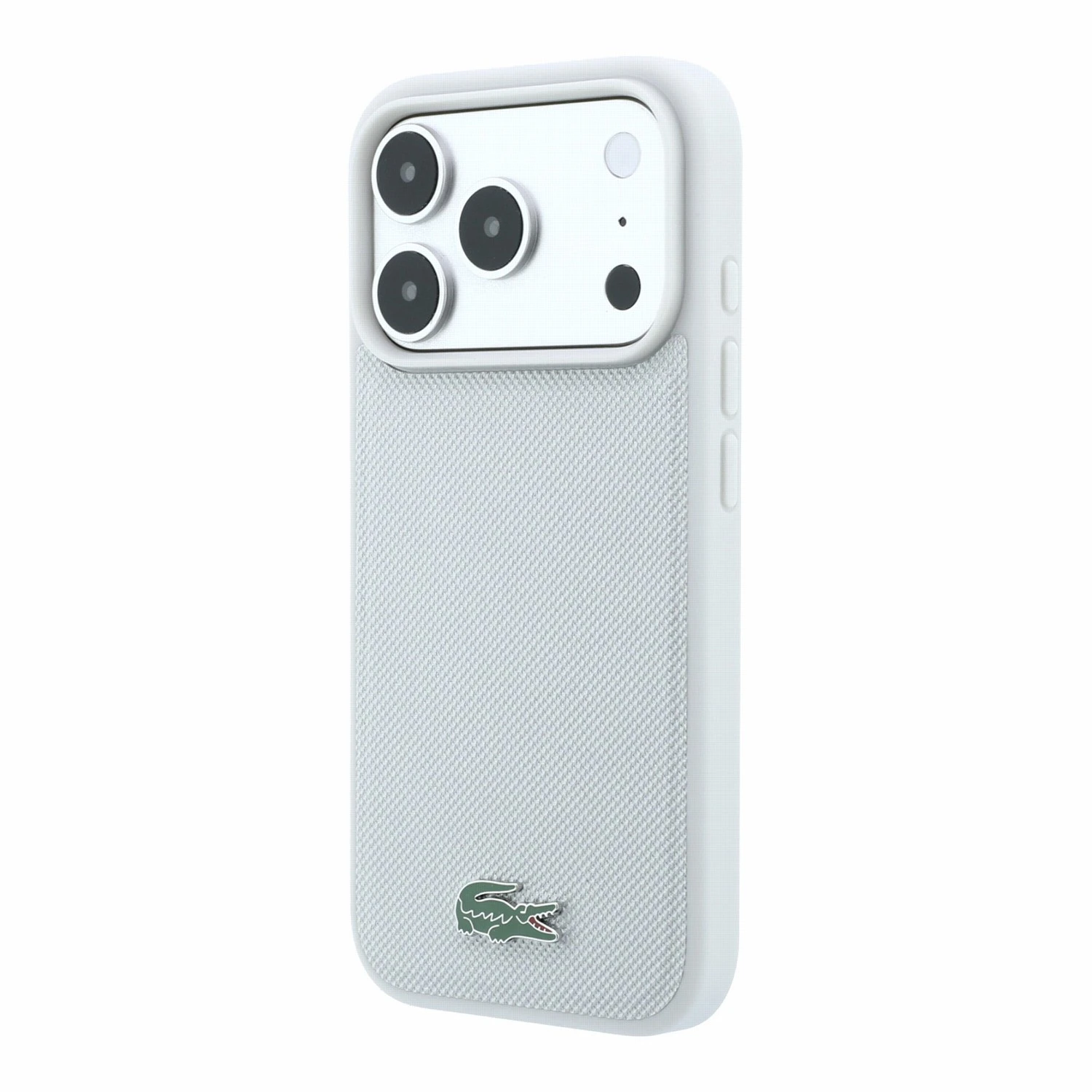 Lacoste PVC Iconic Petit Pique Metal Logo MagSafe Zadní Kryt pro iPhone 18 Pro Light Grey