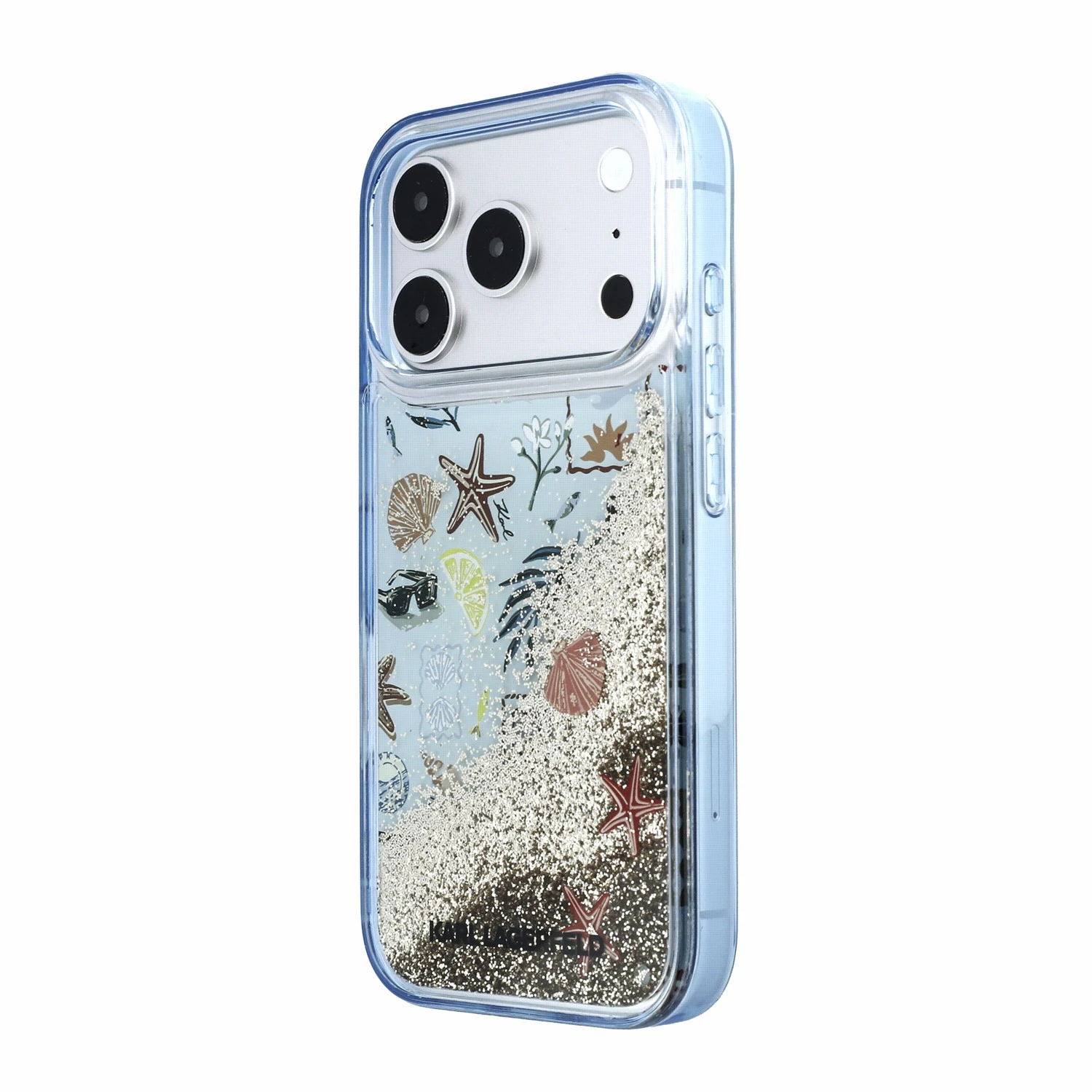 Karl Lagerfeld Liquid Glitter Beach Zadní Kryt pro iPhone 18 Pro Blue