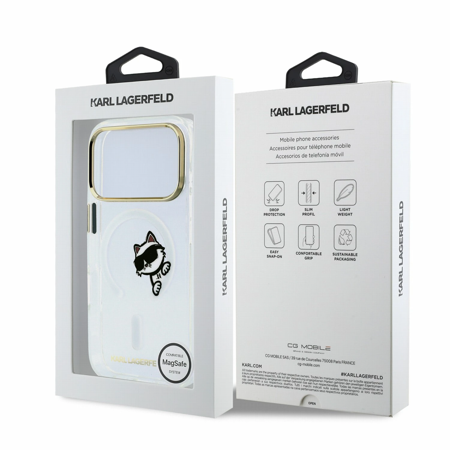 Karl Lagerfeld IML Choupette Peekaboo Magsafe Zadní Kryt pro iPhone 18 Pro Max Transparent