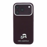 Karl Lagerfeld PU Grained Semi Wrap K&CH Heads Magsafe Zadní Kryt pro iPhone 18 Pro Burgundy