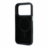 Karl Lagerfeld PU Grained Semi Wrap K&CH Heads Magsafe Zadní Kryt pro iPhone 18 Pro Black