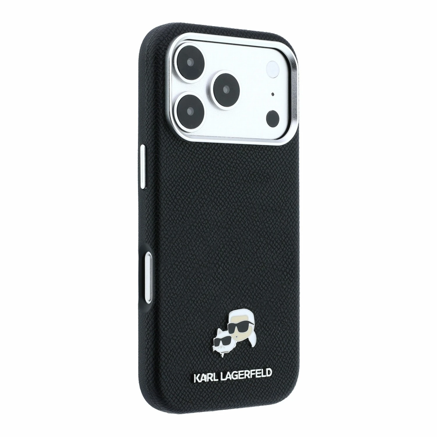 Karl Lagerfeld PU Grained Semi Wrap K&CH Heads Magsafe Zadní Kryt pro iPhone 18 Pro Black