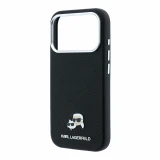 Karl Lagerfeld PU Grained Semi Wrap K&CH Heads Magsafe Zadní Kryt pro iPhone 18 Pro Max Black