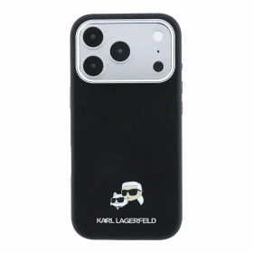 Karl Lagerfeld PU Grained Semi Wrap K&CH Heads Magsafe Zadní Kryt pro iPhone 18 Pro Max Black