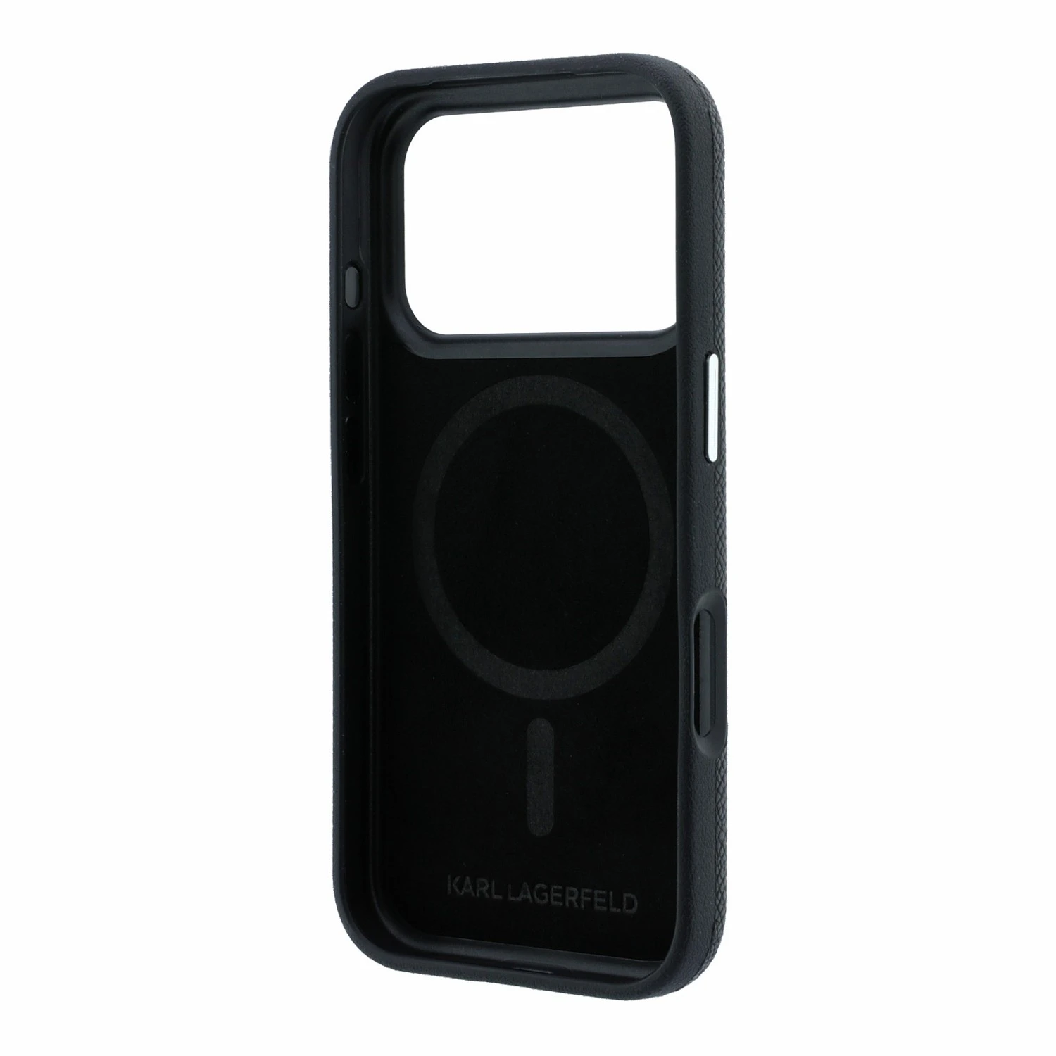 Karl Lagerfeld PU Grained Semi Wrap K&CH Heads Magsafe Zadní Kryt pro iPhone 18 Pro Max Black