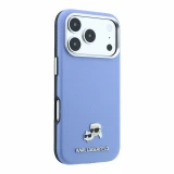 Karl Lagerfeld PU Grained Semi Wrap K&CH Heads Magsafe Zadní Kryt pro iPhone 18 Pro Blue