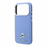 Karl Lagerfeld PU Grained Semi Wrap K&CH Heads Magsafe Zadní Kryt pro iPhone 18 Pro Max Blue