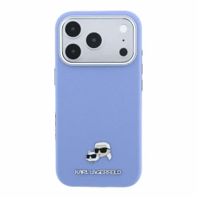 Karl Lagerfeld PU Grained Semi Wrap K&CH Heads Magsafe Zadní Kryt pro iPhone 18 Pro Max Blue