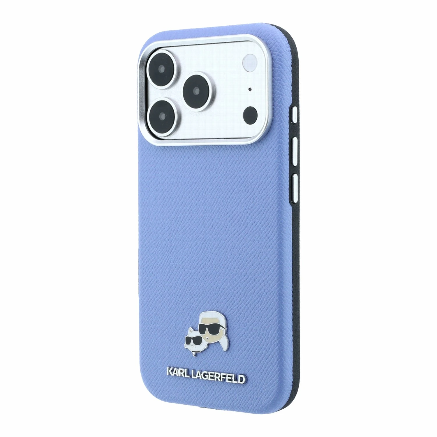 Karl Lagerfeld PU Grained Semi Wrap K&CH Heads Magsafe Zadní Kryt pro iPhone 18 Pro Max Blue