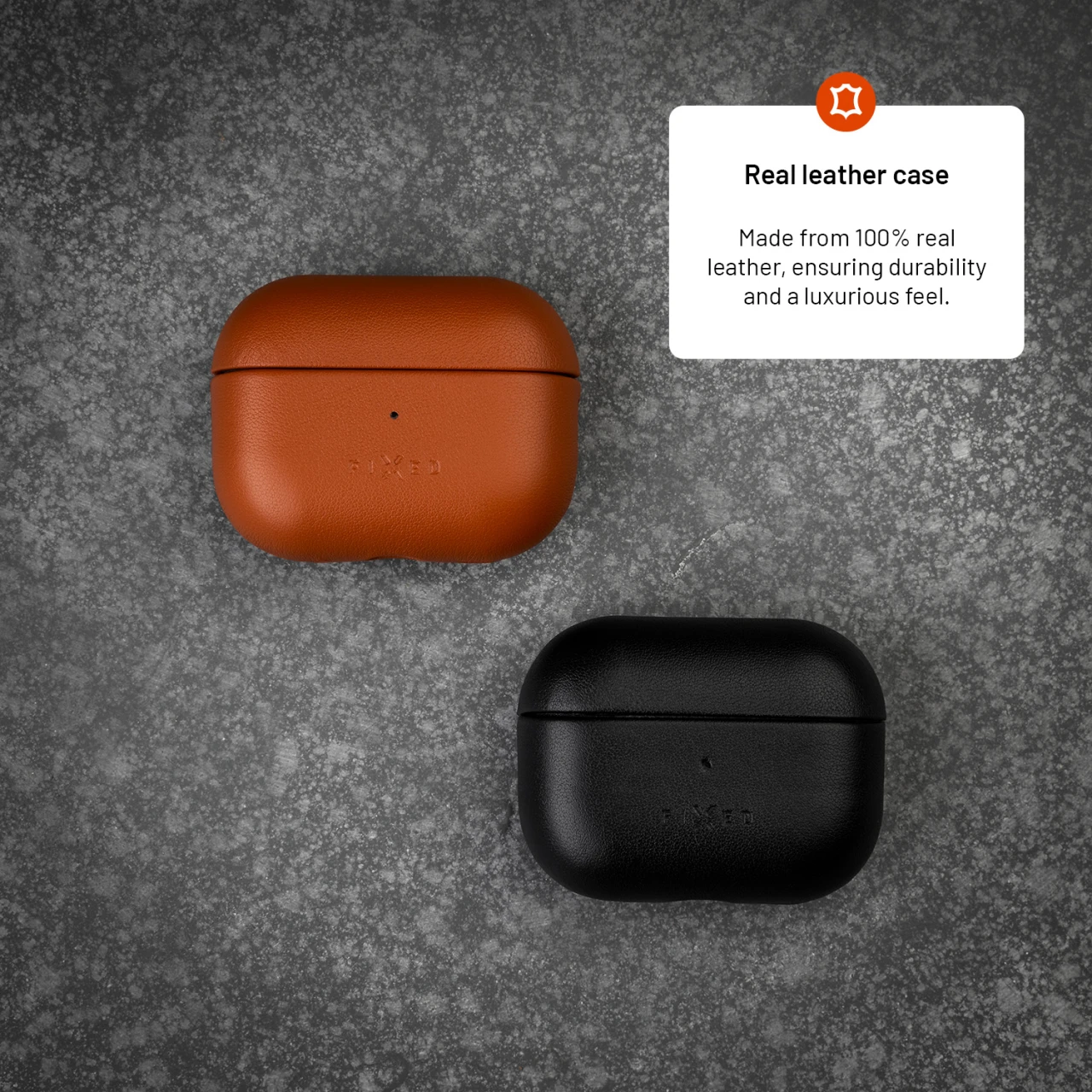 Kožené pouzdro FIXED PodsLeather pro Apple AirPods 3, hnědá