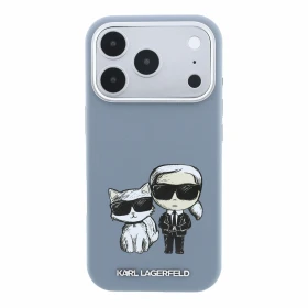 Karl Lagerfeld PU Semi Wrap Smooth Sketch Bodies Magsafe Zadní Kryt pro iPhone 18 Pro Blue 