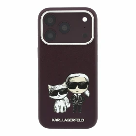 Karl Lagerfeld PU Semi Wrap Smooth Sketch Bodies Magsafe Zadní Kryt pro iPhone 18 Pro Max Burgundy