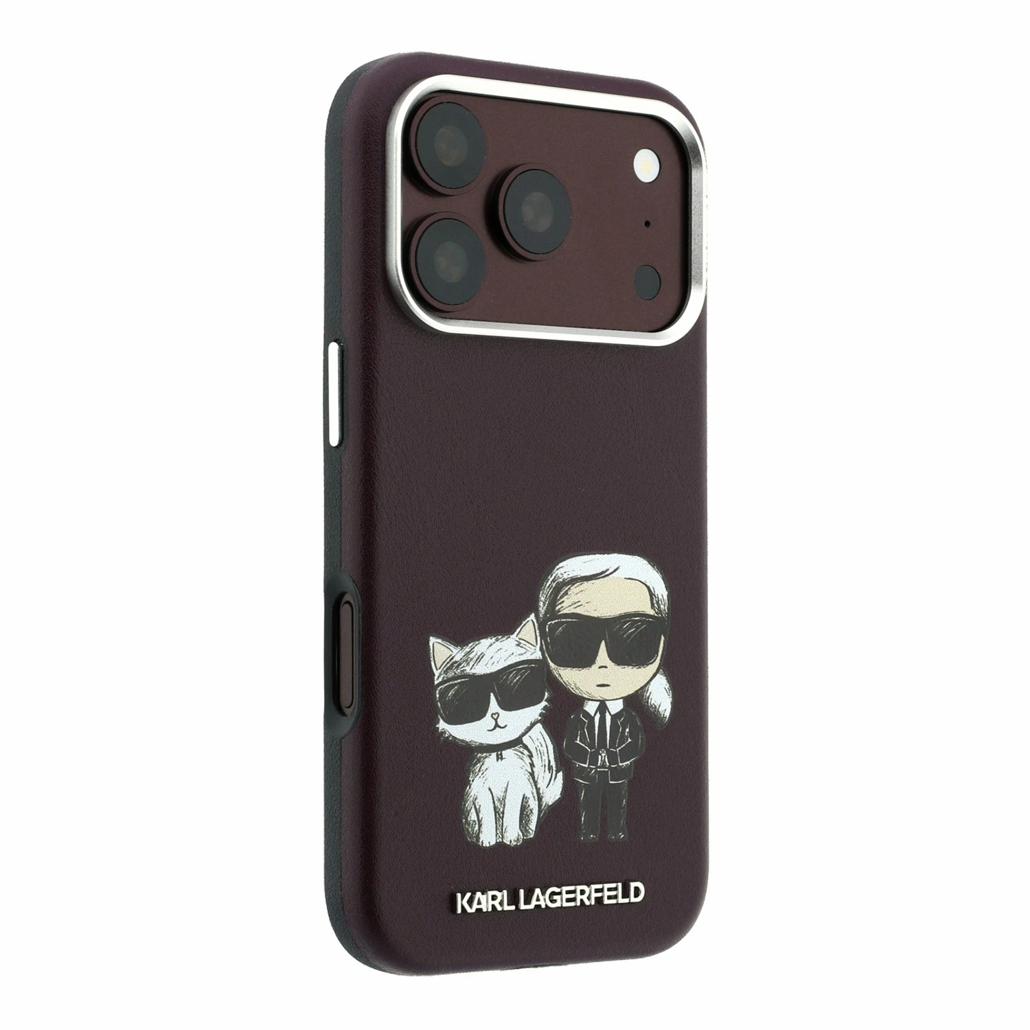 Karl Lagerfeld PU Semi Wrap Smooth Sketch Bodies Magsafe Zadní Kryt pro iPhone 18 Pro Max Burgundy