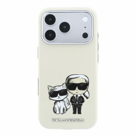 Karl Lagerfeld PU Semi Wrap Smooth Sketch Bodies Magsafe Zadní Kryt pro iPhone 18 Pro Max Beige