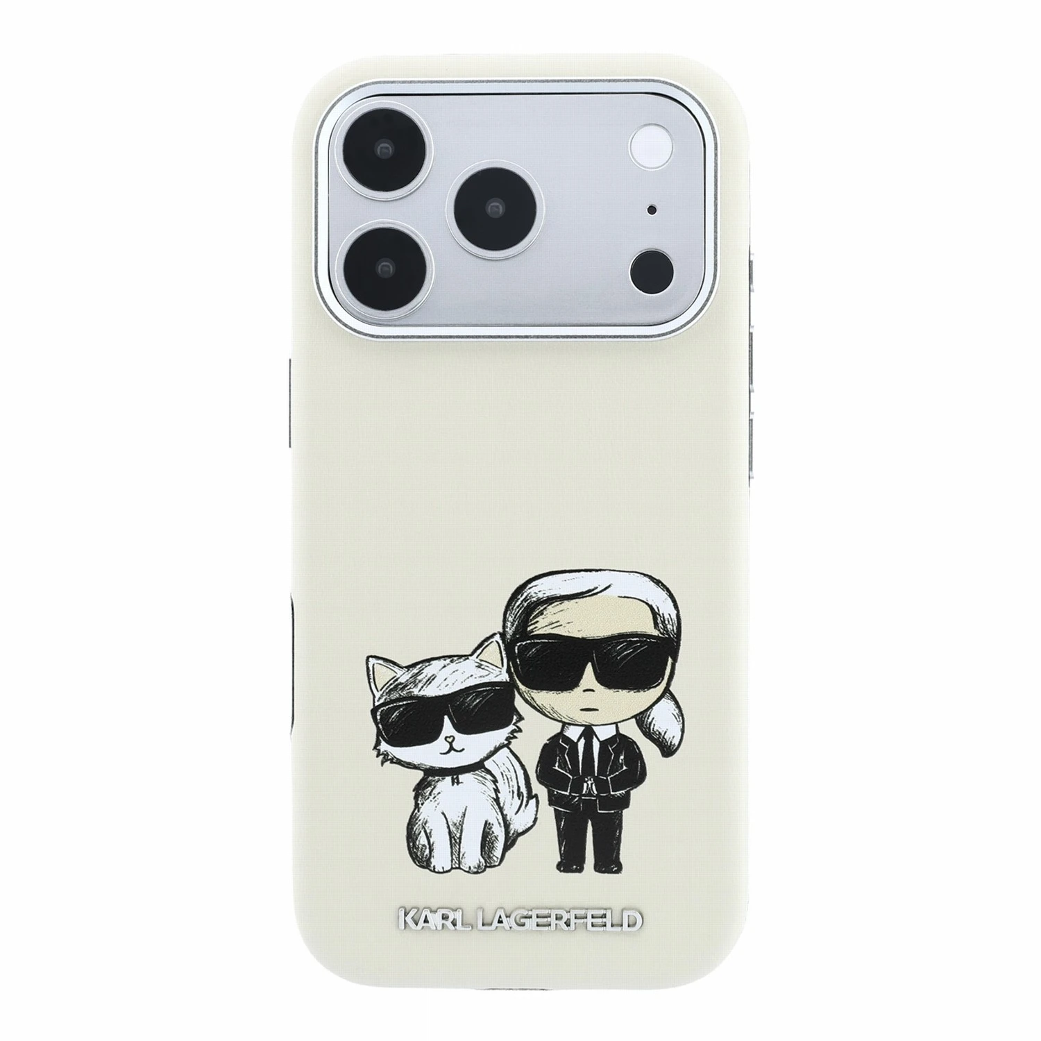 Karl Lagerfeld PU Semi Wrap Smooth Sketch Bodies Magsafe Zadní Kryt pro iPhone 18 Pro Max Beige