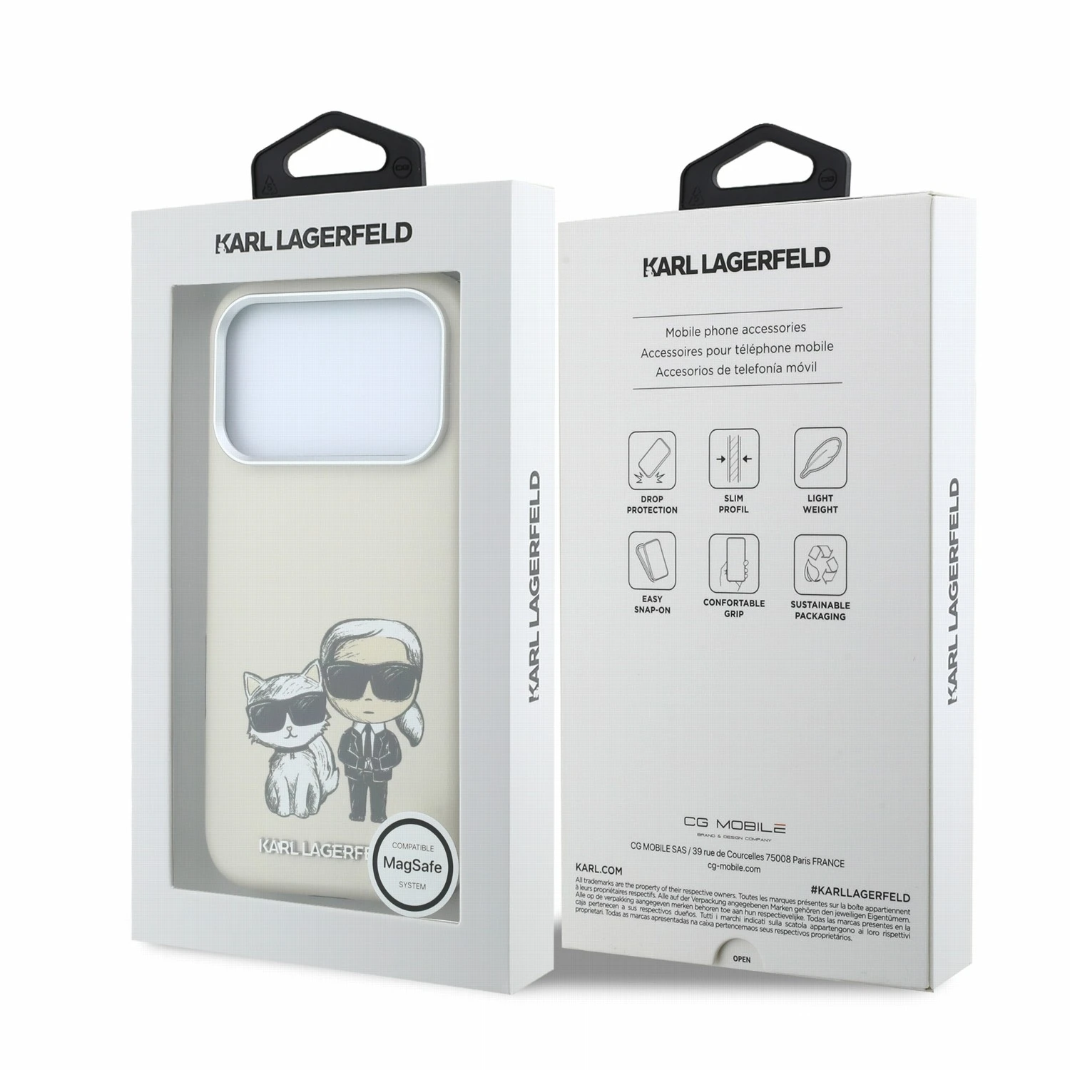 Karl Lagerfeld PU Semi Wrap Smooth Sketch Bodies Magsafe Zadní Kryt pro iPhone 18 Pro Max Beige