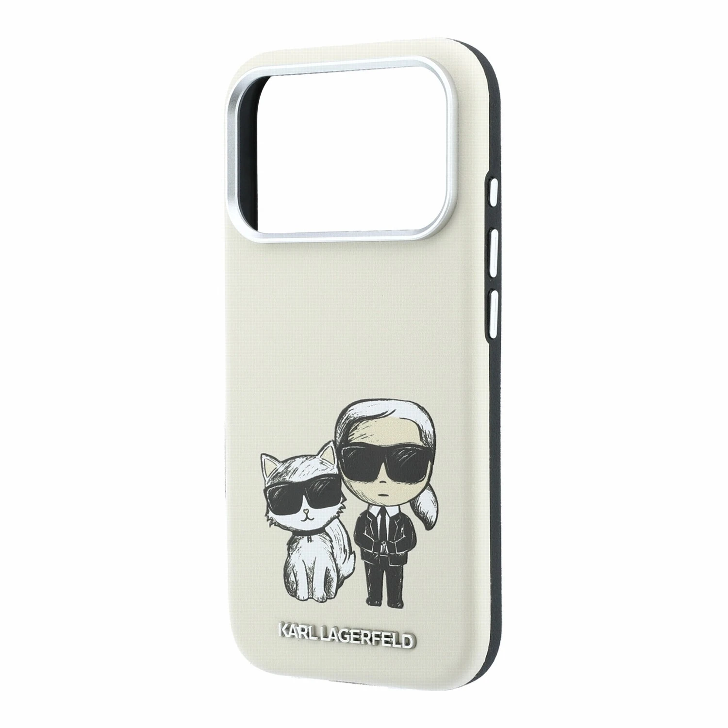 Karl Lagerfeld PU Semi Wrap Smooth Sketch Bodies Magsafe Zadní Kryt pro iPhone 18 Pro Beige