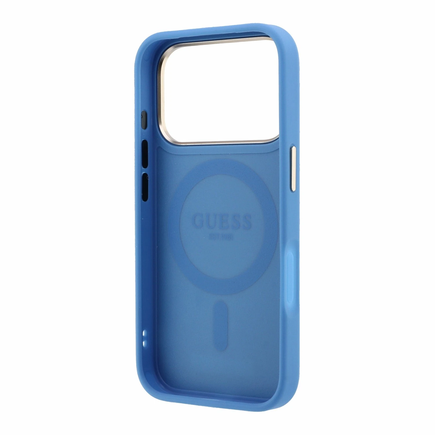 Guess PU 4G Ring Stand MagSafe Zadní Kryt pro iPhone 18 Pro Max Blue