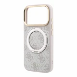 Guess PU 4G Ring Stand MagSafe Zadní Kryt pro iPhone 18 Pro Max Pink